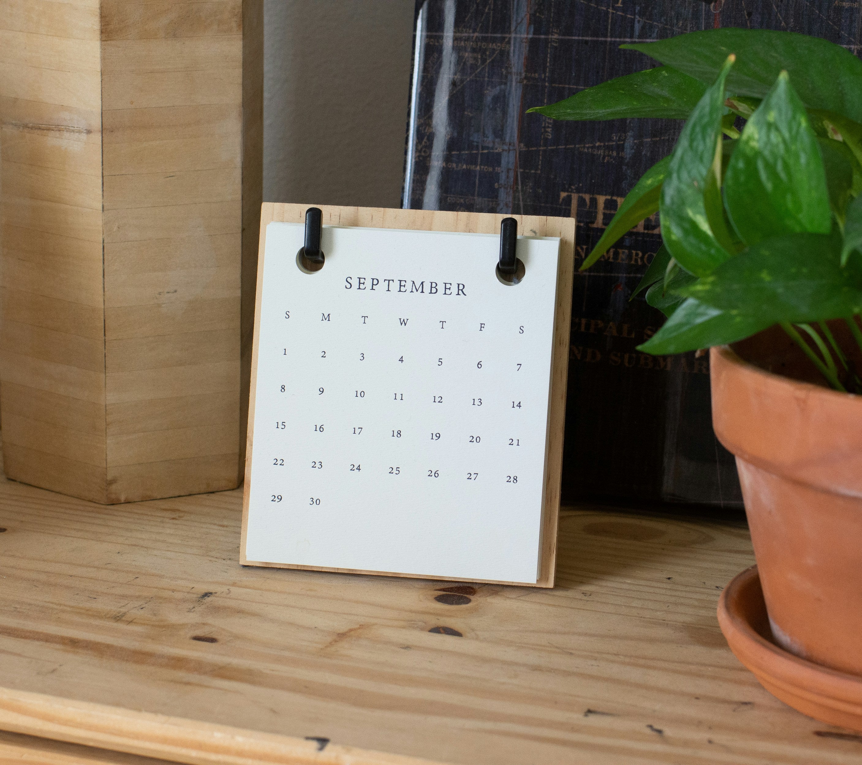 Minimalist Wooden Desk Calendar & Planner