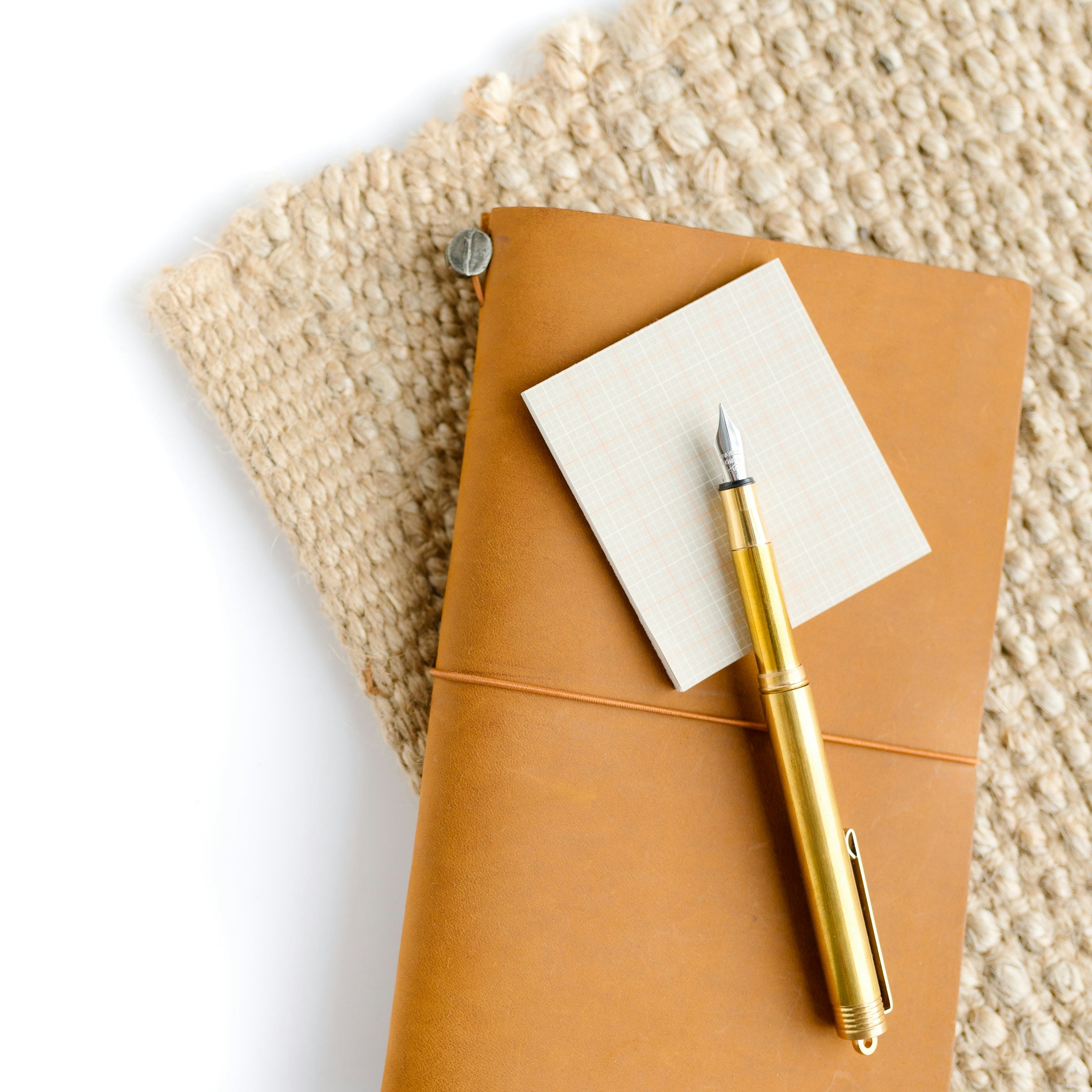 Premium Leather Journal & Brass Fountain Pen Set